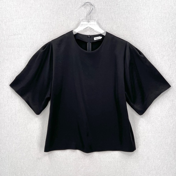 Filippa K Tops - FILIPPA K Short Sleeve Satin Top Womens Small Black Round Neck Minimalist